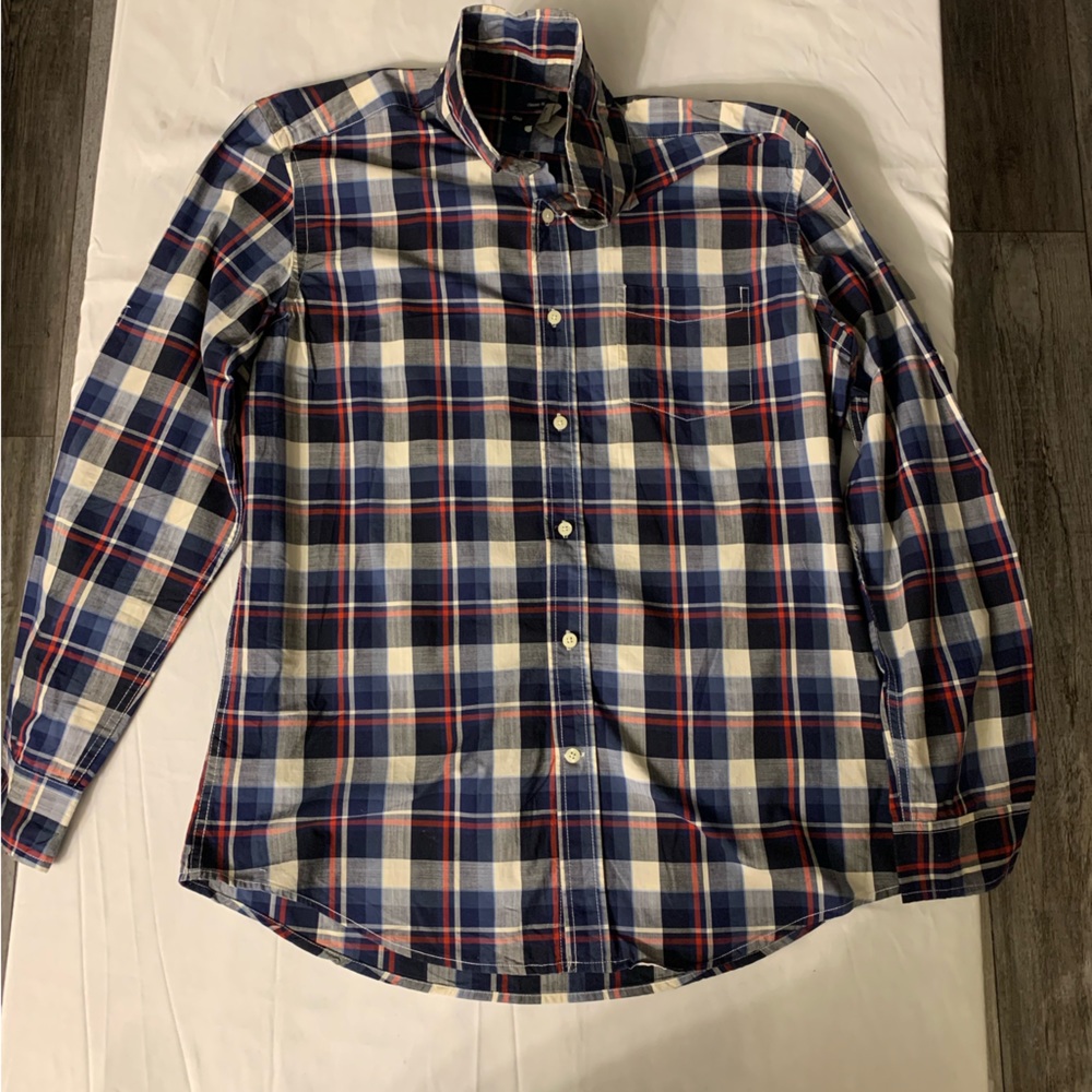 GAP classic fit button down flannel shirt size M Red, Blue and White